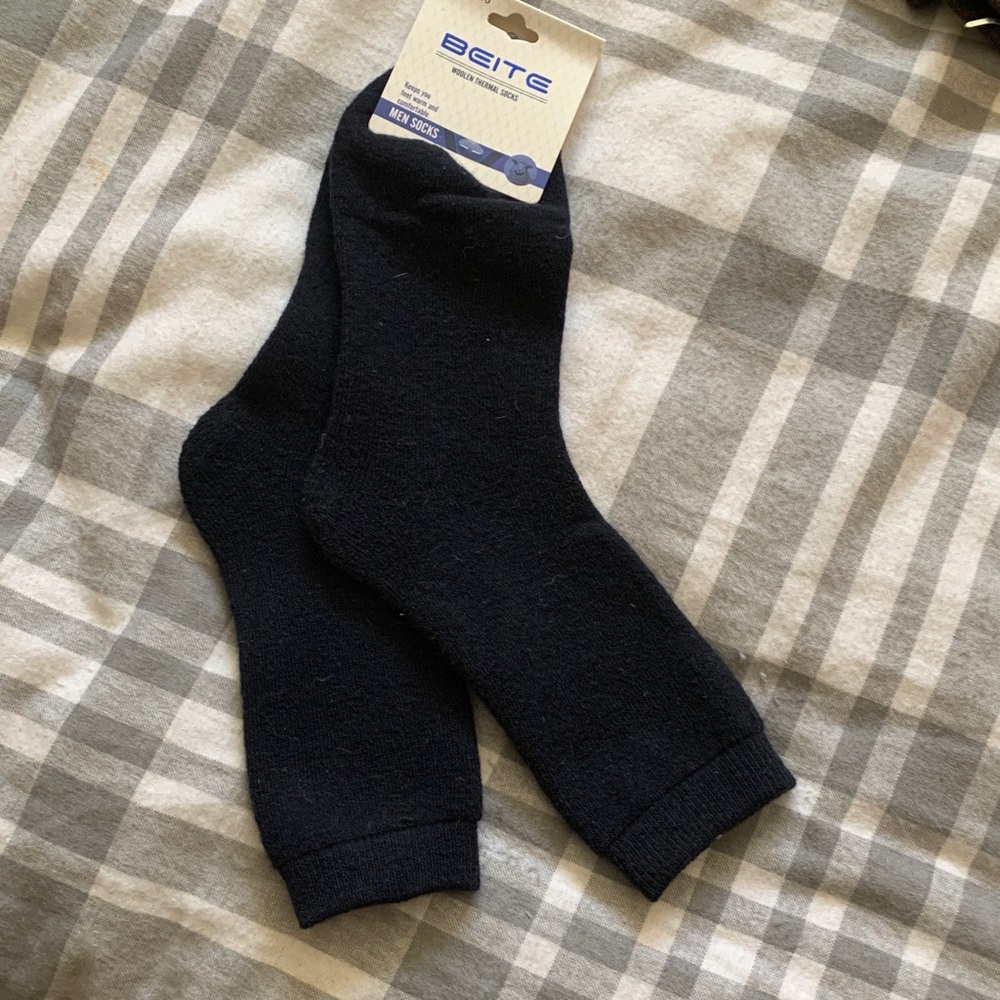 Dark Blue Men's Woolen Thermal Socks